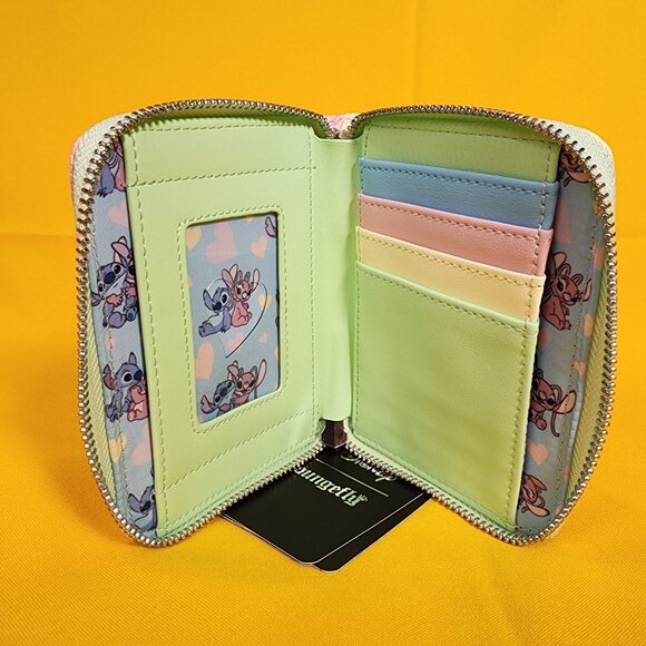 Loungefly Disney Lilo and Stitch Angel Corduroy Pastel Color Block Zip Wallet - Picture 11 of 13